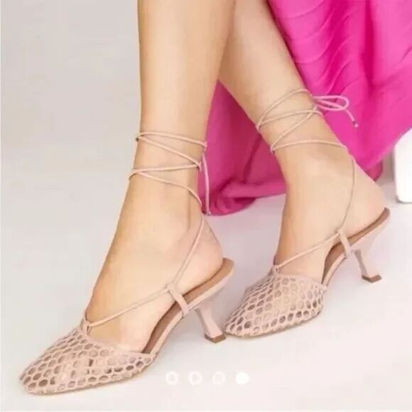 Anthropologie Maeve Caged Ankle-Wrap Lace Up Heels Size 40/9 - Picture 1 of 10